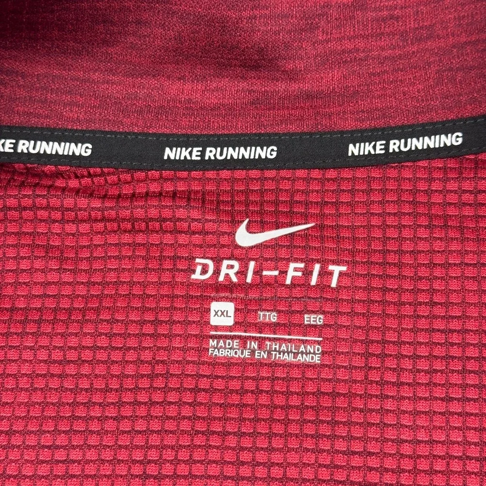 Nike Running Shirt Mens 2XL XXL Red 1/4 Zip Long Sleeve Dri-Fit Training Active